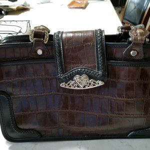 Brown/Black Purse w/ Lots of Zipper Pockets